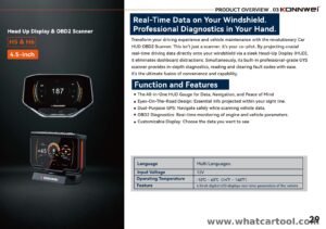 Konnwei H6 hud obd2 scanner catalog page