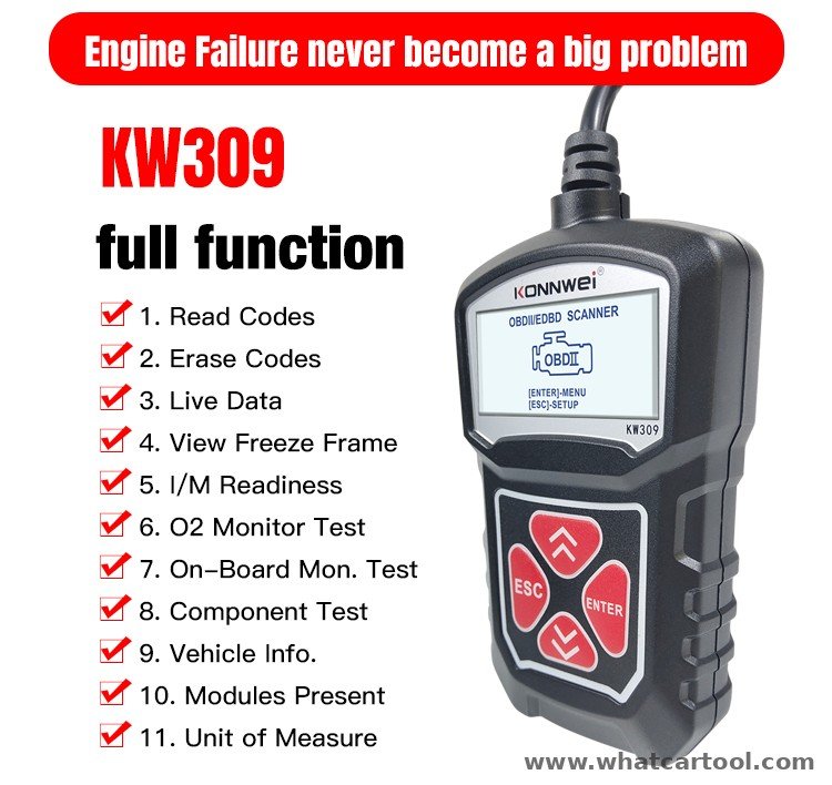 Konnwei KW309 obd2 code reader front view