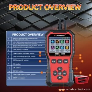 Konnwei KW340 obd2 scanner buttons overview