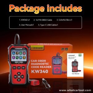 Konnwei KW340 obd2 scanner package contents
