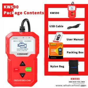 Konnwei KW590 obd2 code reader package contents