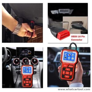 Konnwei KW681 obd2 scanner battery tester in use