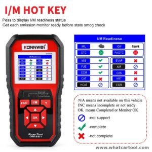 Konnwei KW850 obd2 scanner im readiness