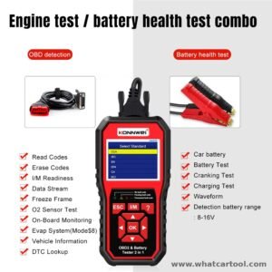 Konnwei KW870 obd2 scanner battery tester functions