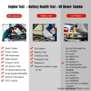 Konnwei KW890 obd2 scanner battery tester oil reset functions