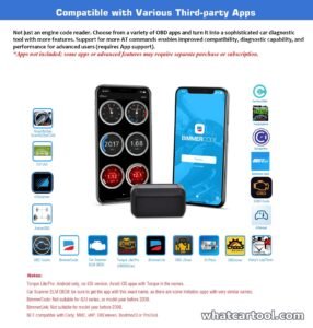 Veepeak OBDCheck BLE+ works with third-party OBD2 apps such as Car Scanner and BimmerCode