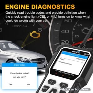 Veepeak VP59 reads and erases check engine light trouble codes