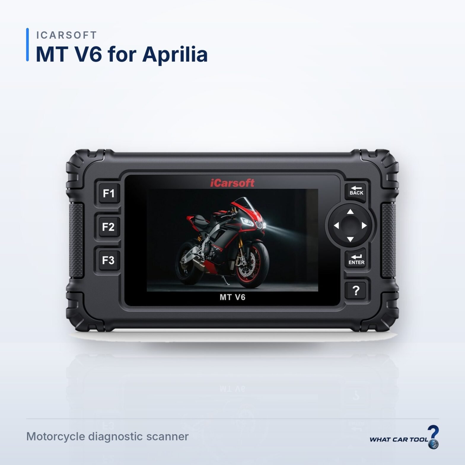 iCarsoft MT V6 for Aprilia – studio product shot on a light background