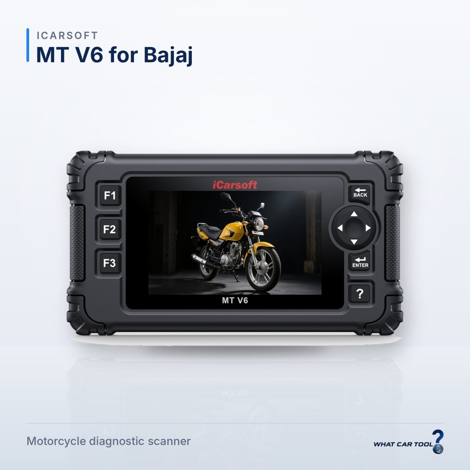 iCarsoft MT V6 for Bajaj – studio product shot on a light background