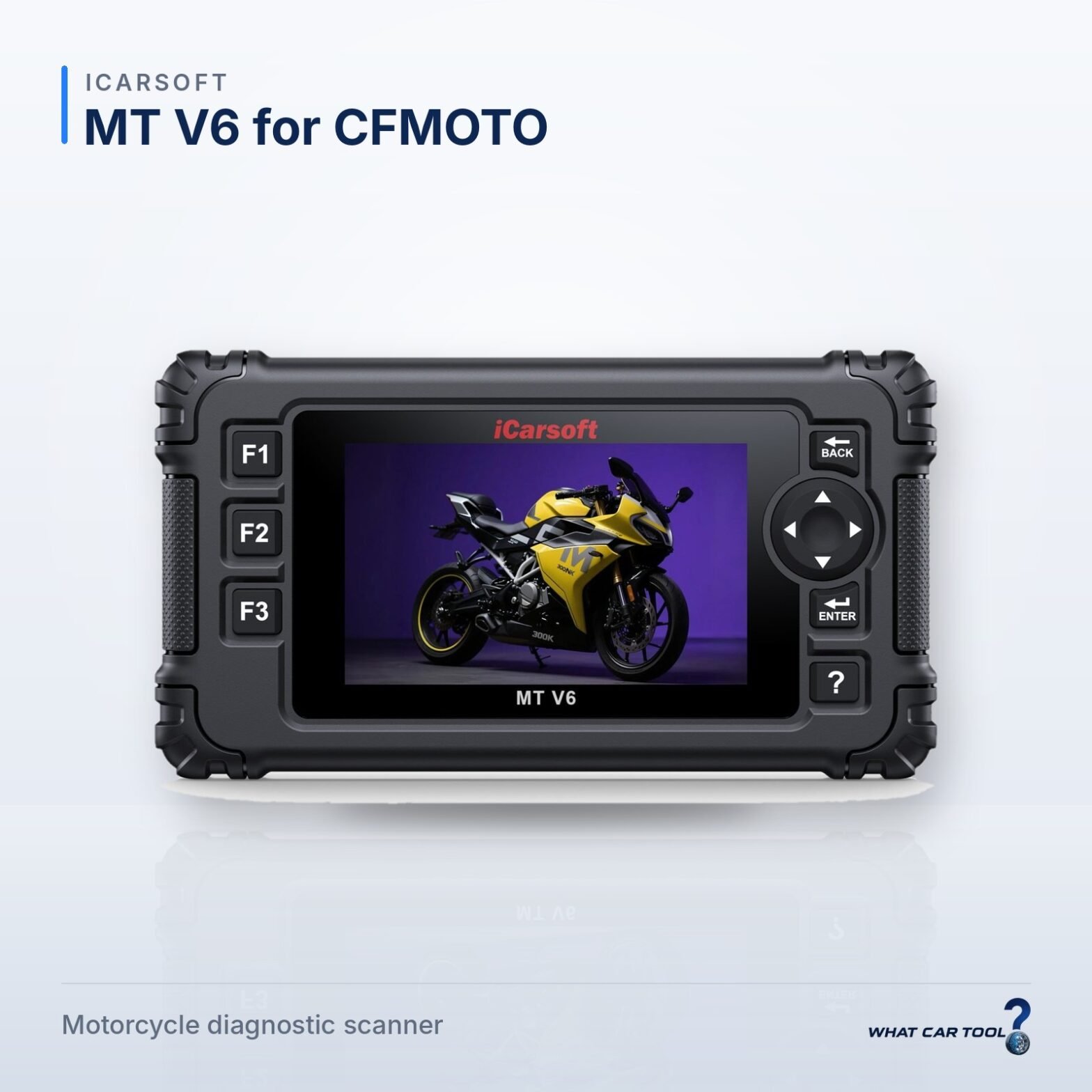 iCarsoft MT V6 for CFMOTO – studio product shot on a light background