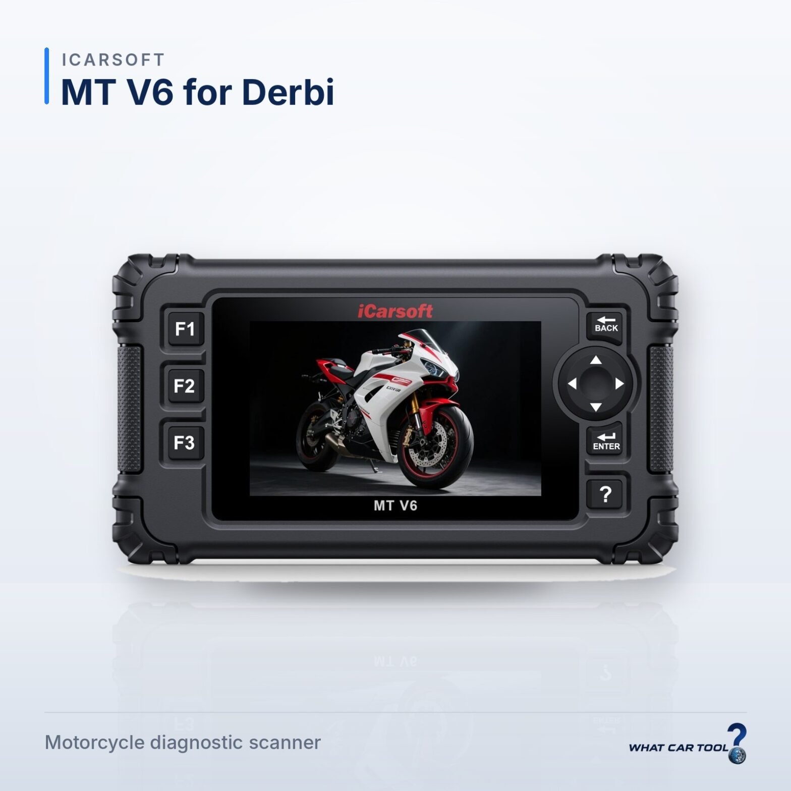 iCarsoft MT V6 for Derbi – studio product shot on a light background