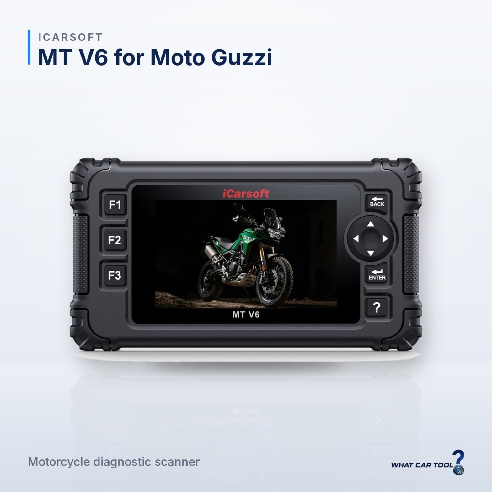 iCarsoft MT V6 for Moto Guzzi – studio product shot on a light background