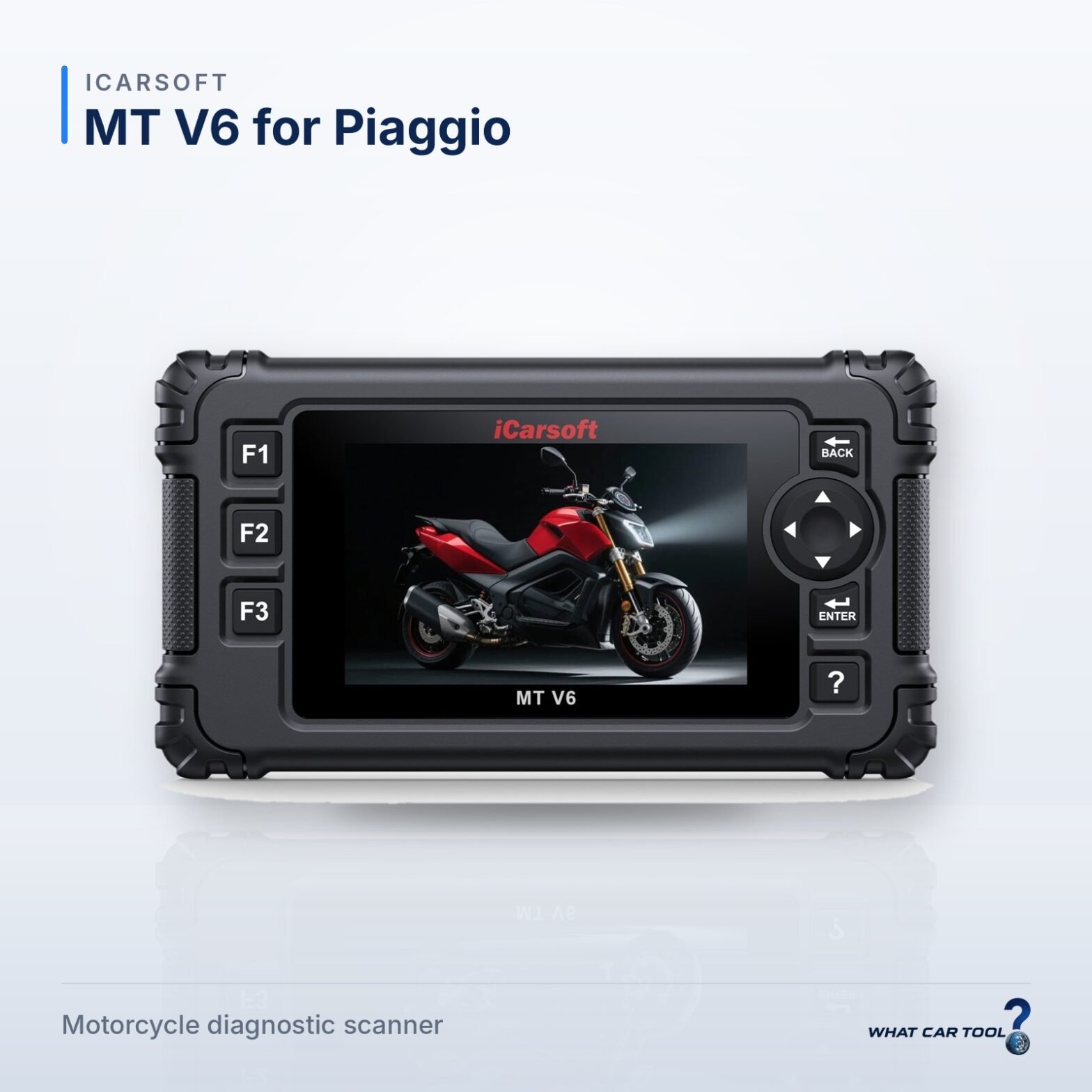 iCarsoft MT V6 for Piaggio – studio product shot on a light background