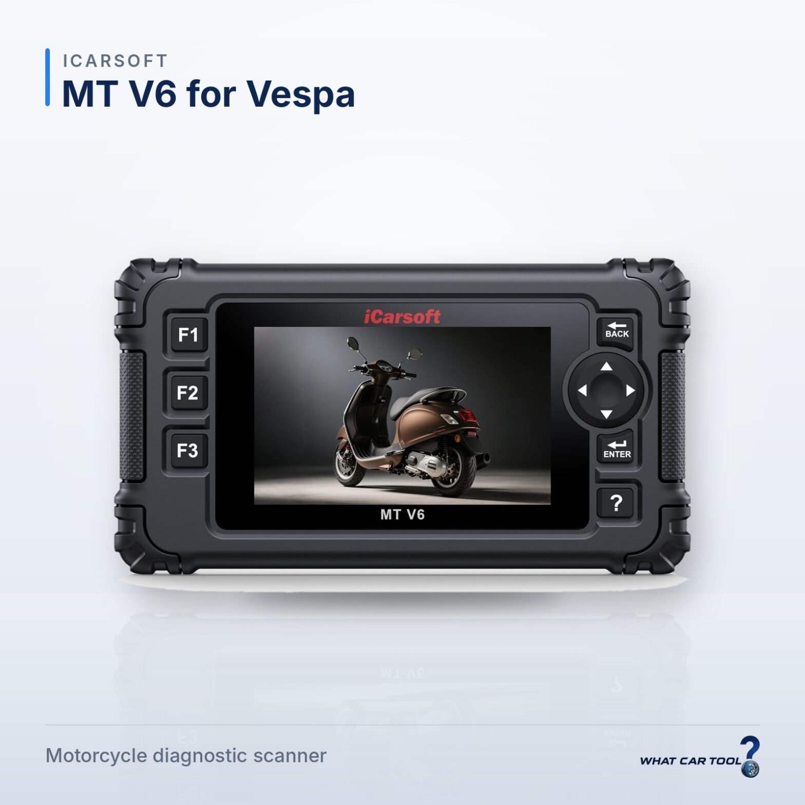 iCarsoft MT V6 for Vespa – studio product shot on a light background