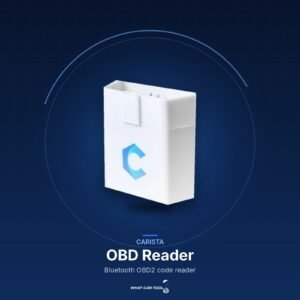 Carista OBD Reader – studio product shot on a dark blue background