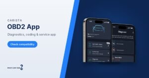 Carista OBD2 App – product banner with Check compatibility button