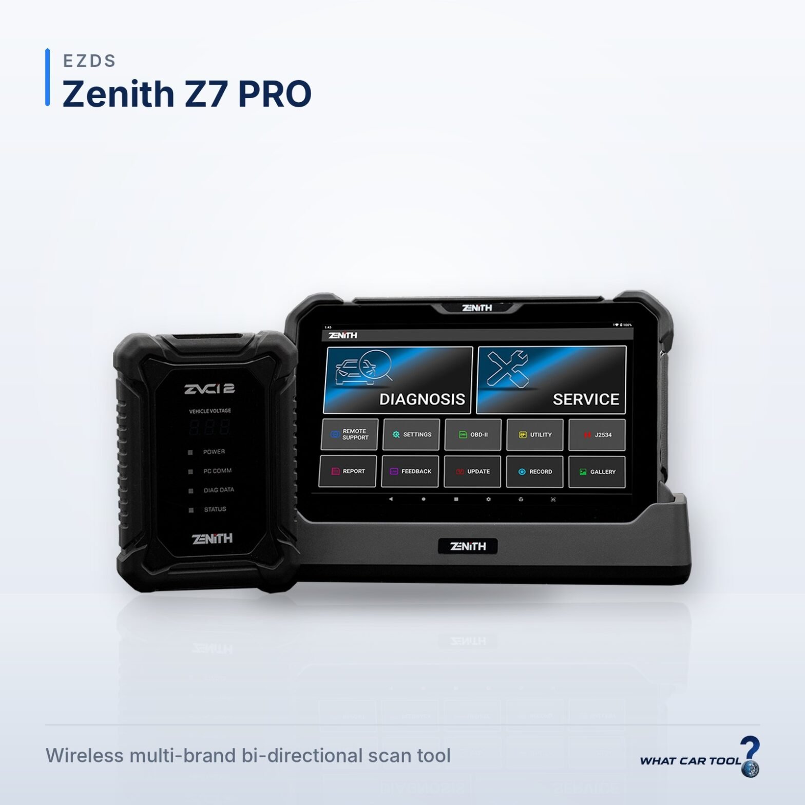 EZDS Zenith Z7 PRO scan tool front view with zvci2 studio