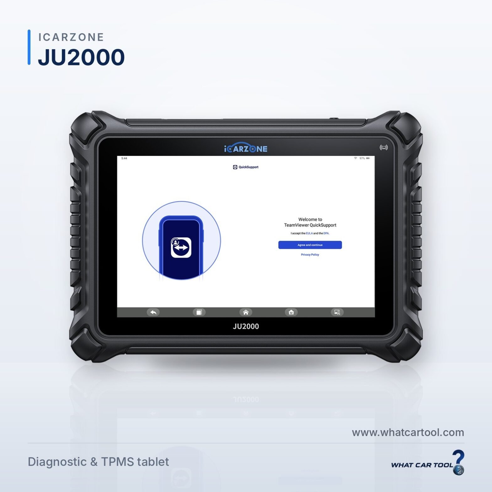 ICarzone JU2000 diagnostic tablet studio product shot