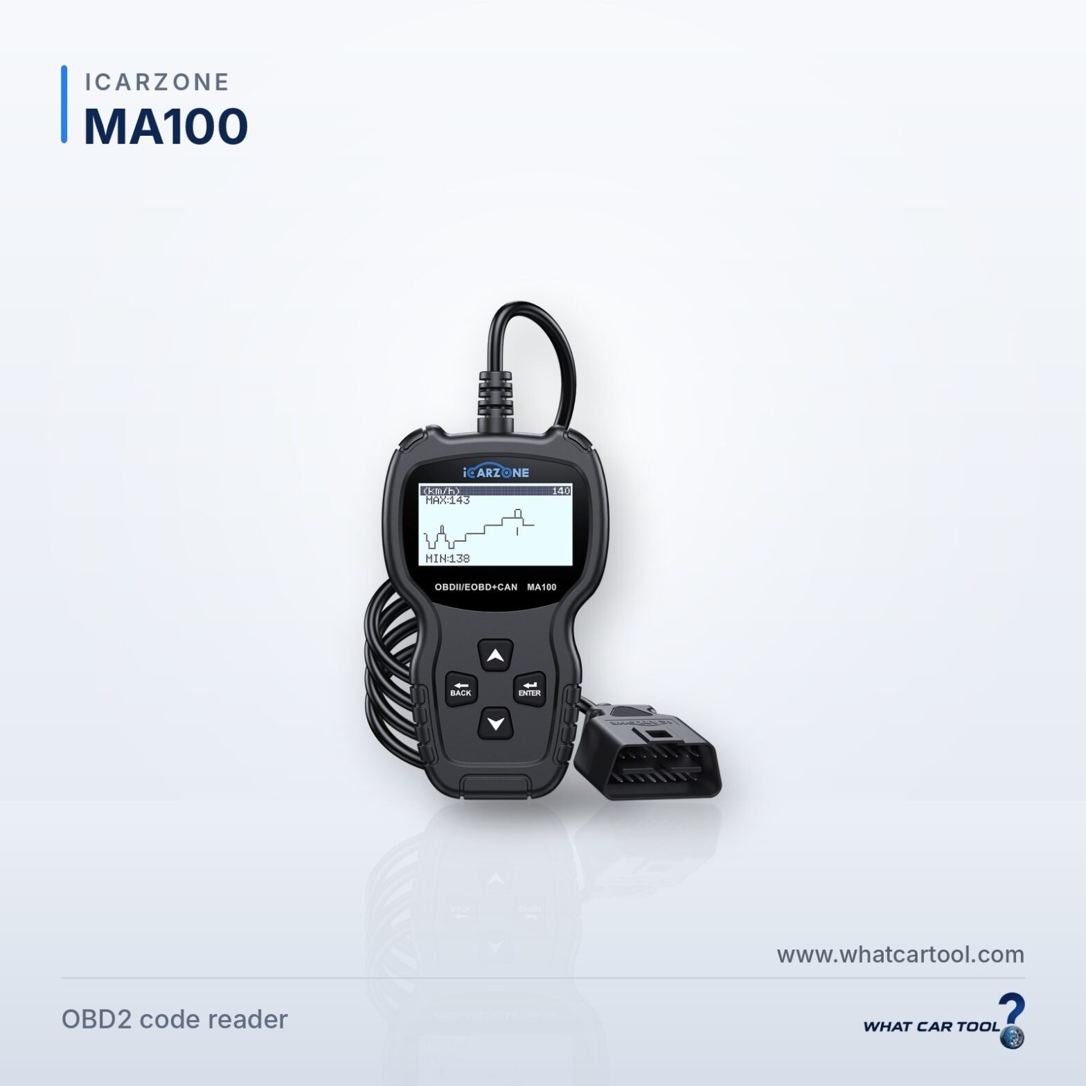 ICarzone MA100 obd2 code reader studio product shot