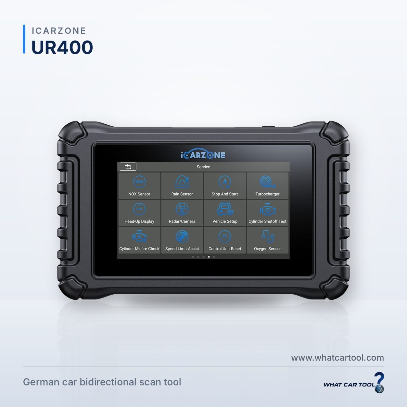 ICarzone UR400 diagnostic scanner studio product shot