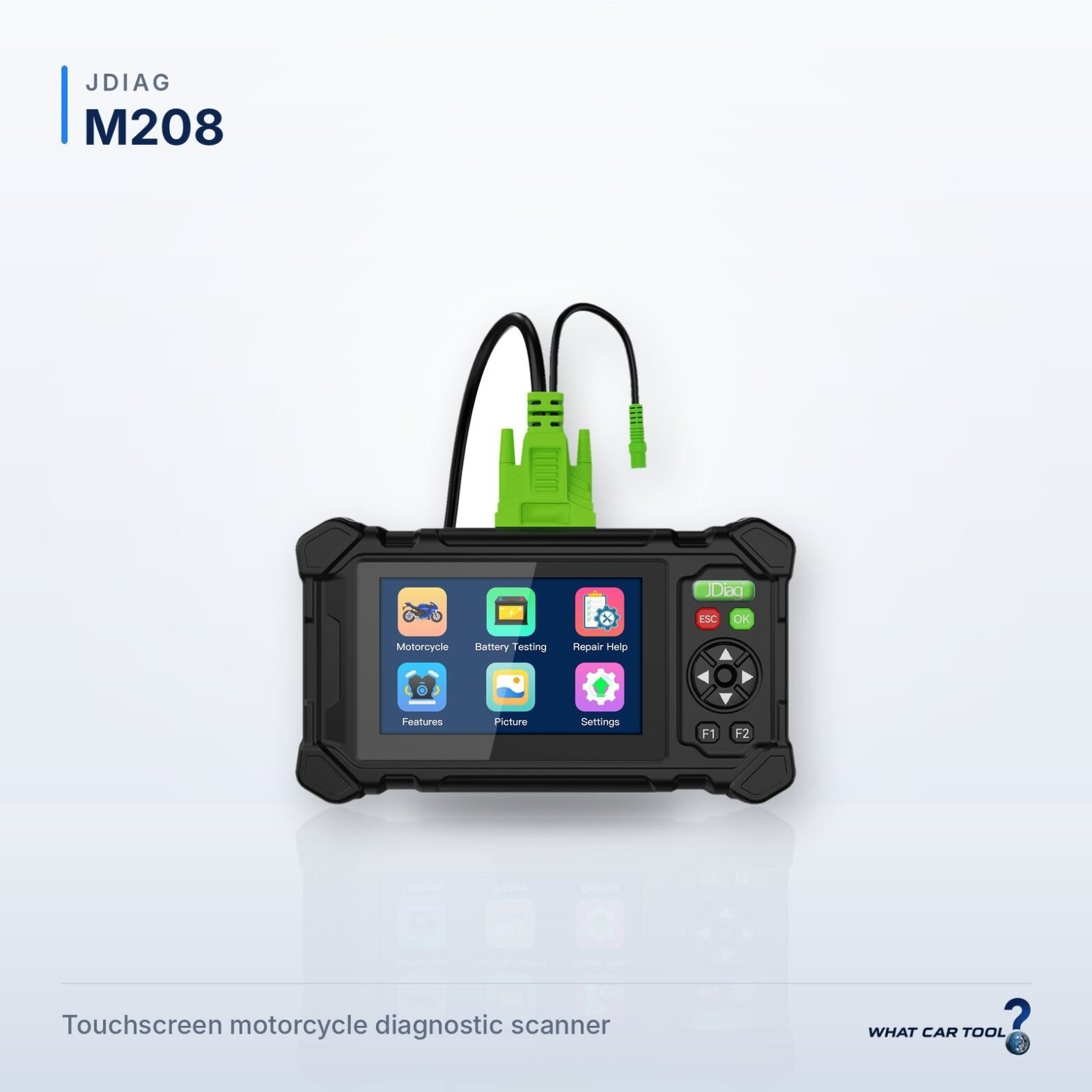 JDiag M208 motorcycle scanner studio product shot