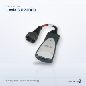 Lexia 3 PP2000 Full chip VCI unit with 30-pin vehicle connector cable, front view