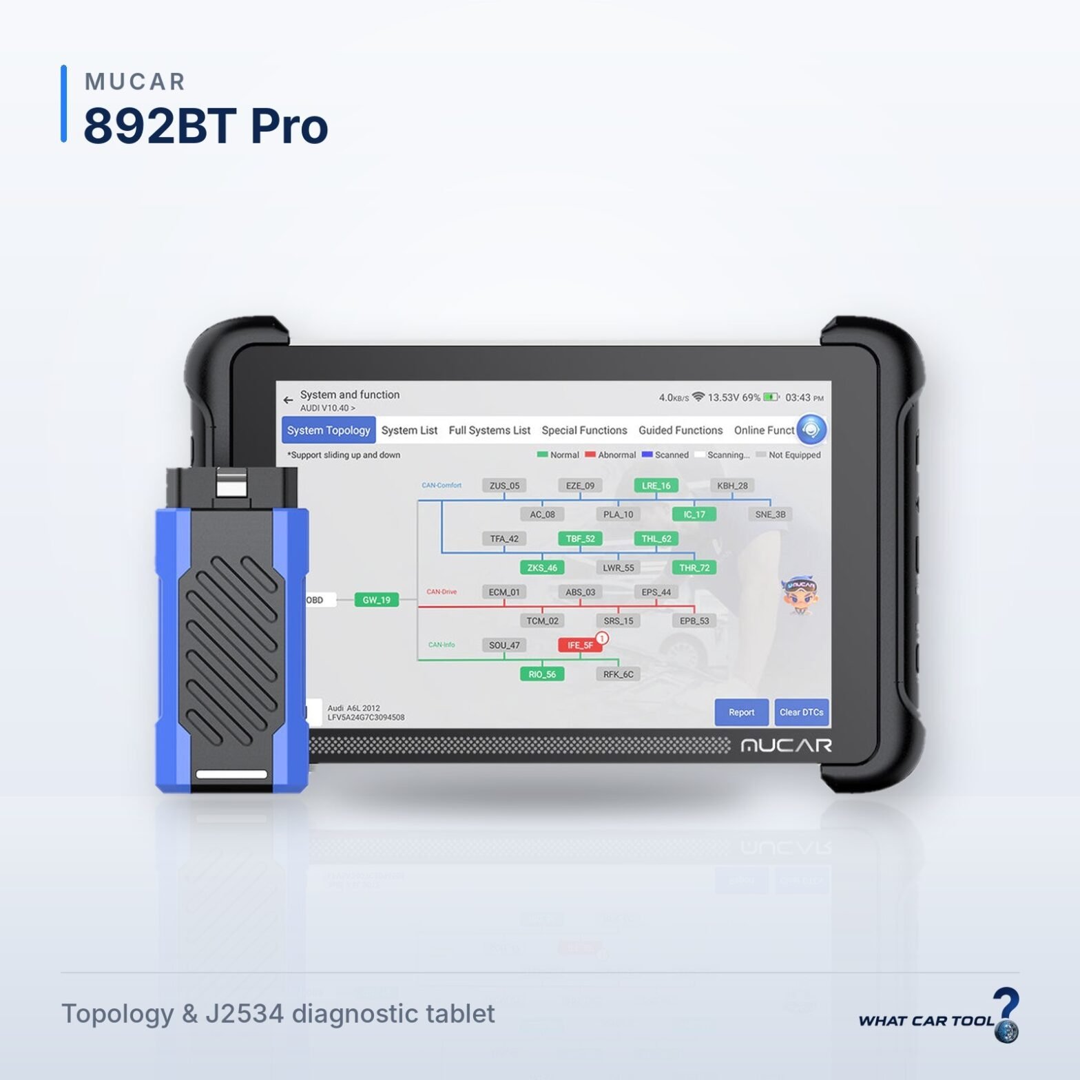 Mucar 892BT Pro diagnostic tablet studio product shot