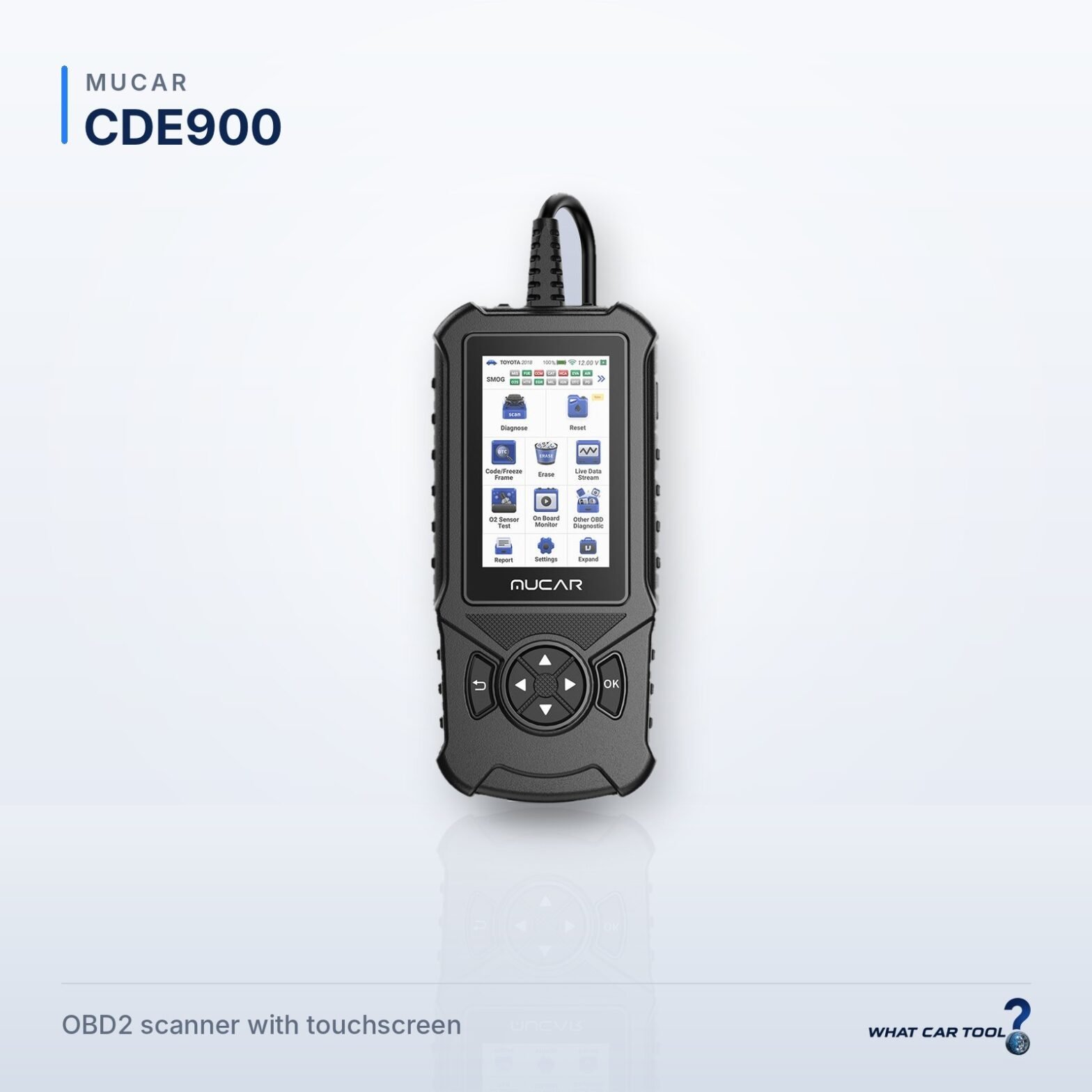 Mucar CDE900 obd2 scanner studio product shot