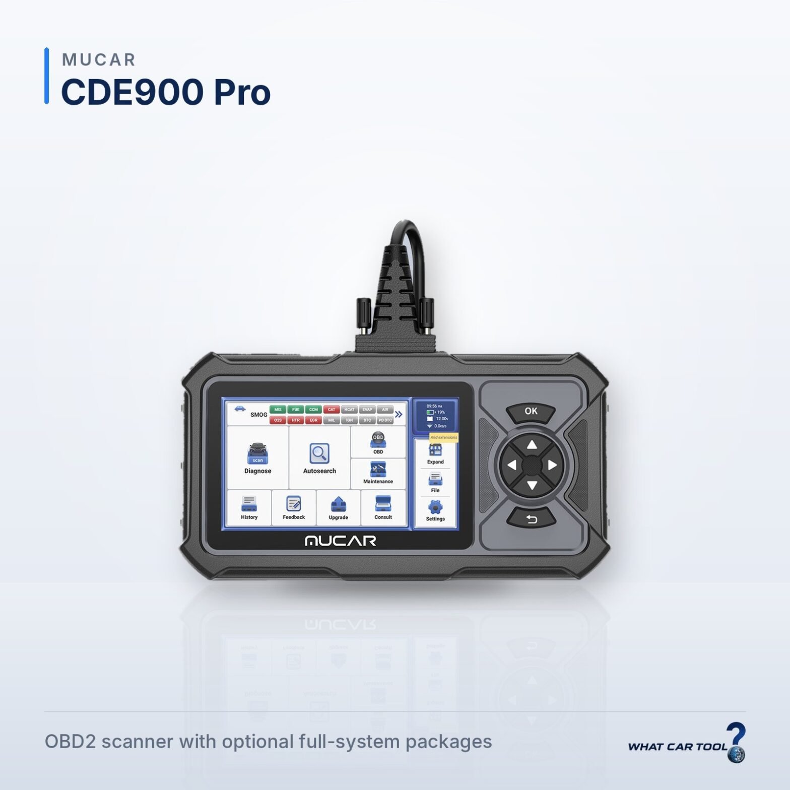 Mucar CDE900 Pro obd2 scanner studio product shot