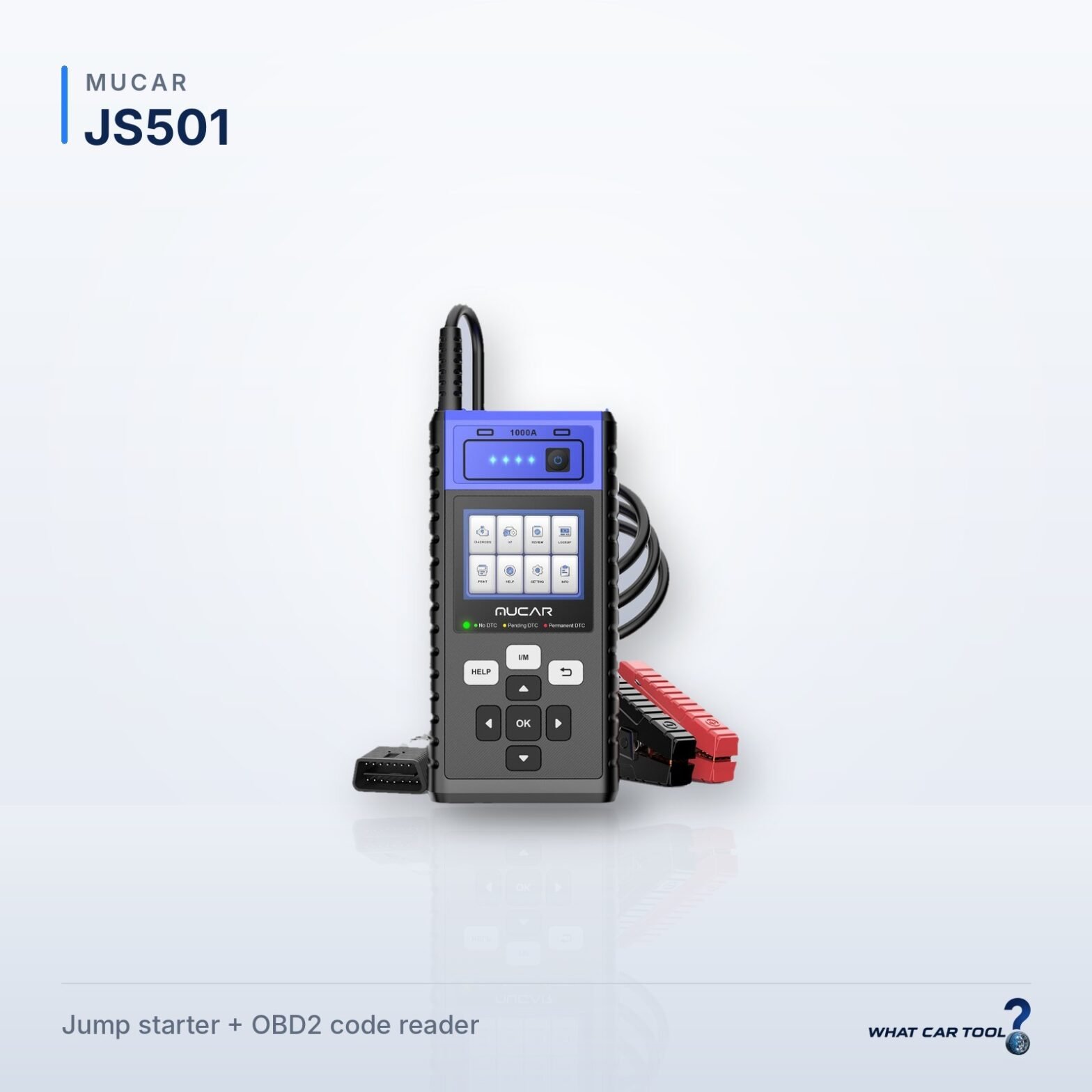 Mucar JS501 jump starter obd2 scanner studio product shot