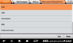 OBDPROG MOTO 100 motorcycle scanner ducati systems screen