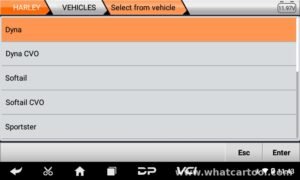 OBDPROG MOTO 100 motorcycle scanner harley davidson models screen