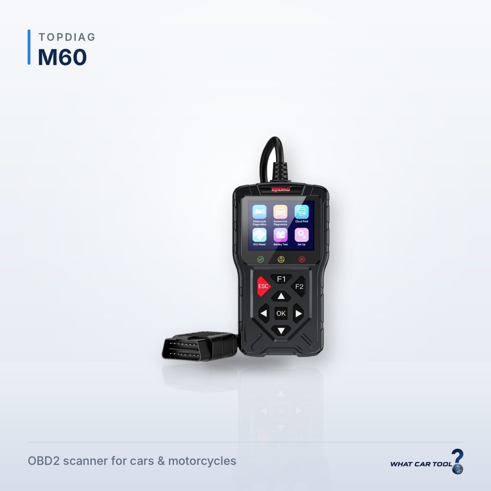 TopDiag M60 obd2 scanner studio product shot