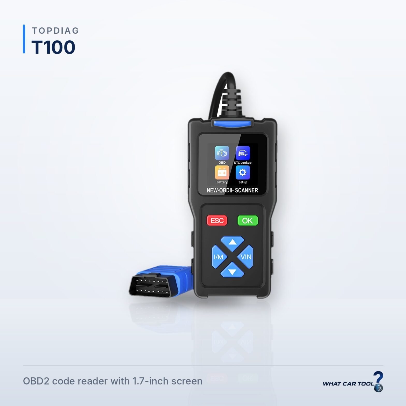 TopDiag T100 obd2 scanner studio product shot