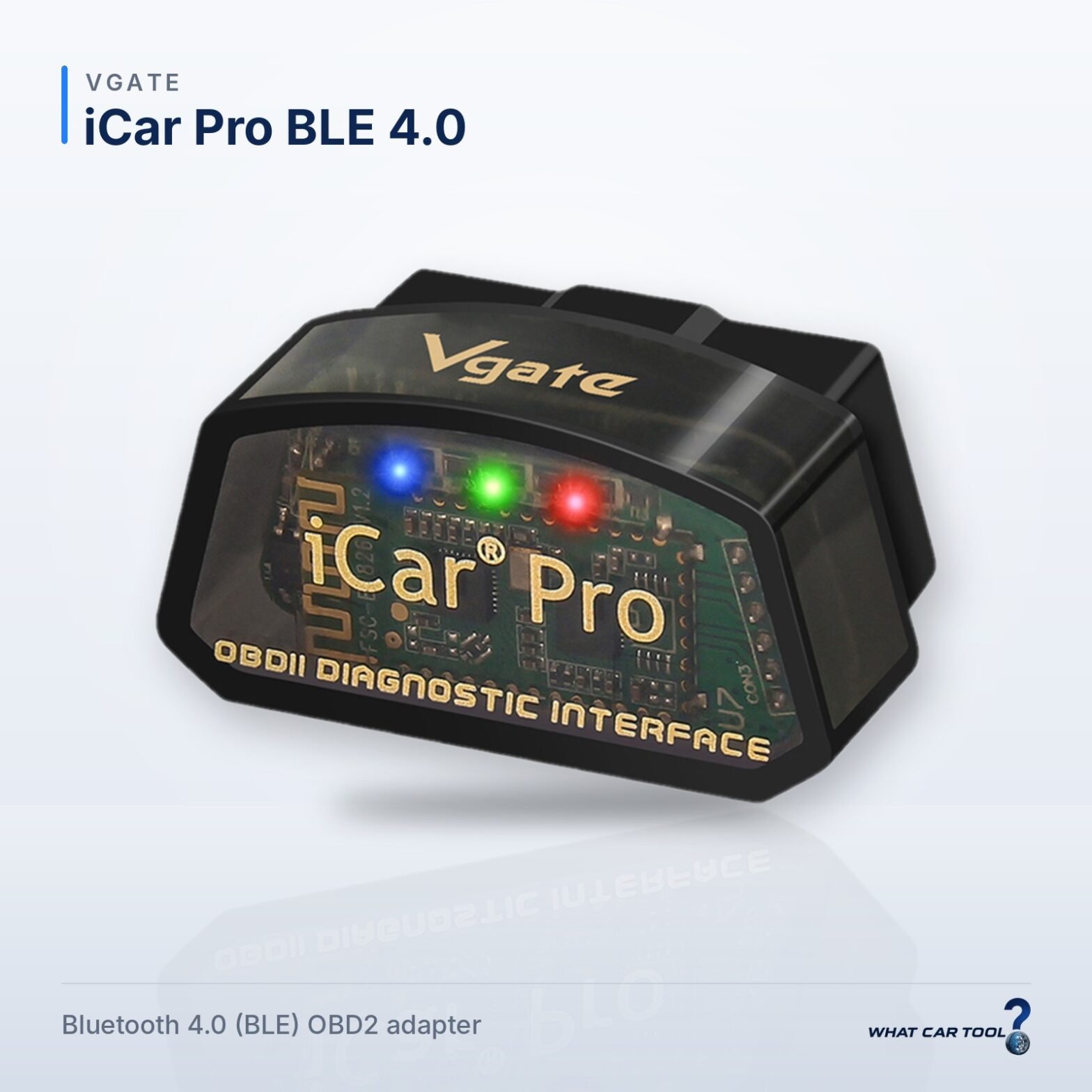 Vgate iCar Pro BLE bluetooth obd2 adapter studio product shot