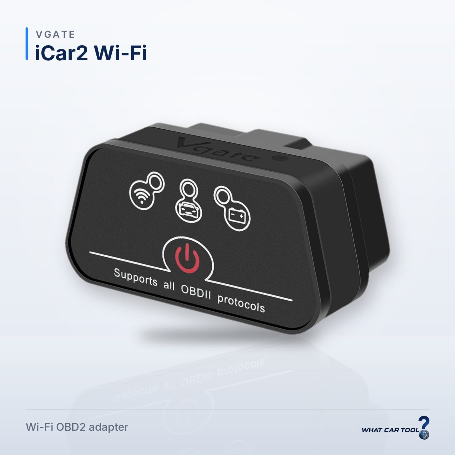 Vgate iCar2 wifi wifi obd2 adapter studio product shot
