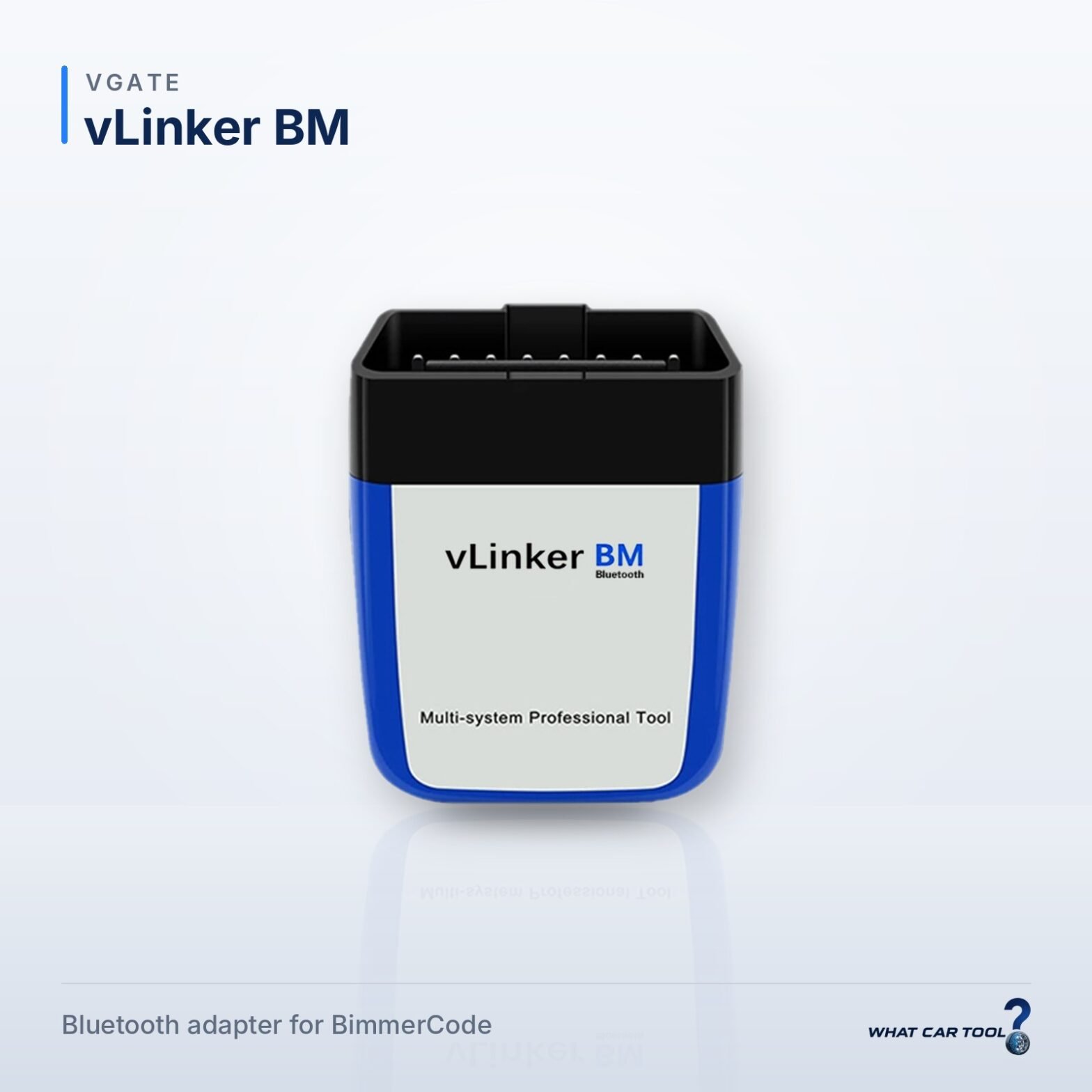 Vgate vLinker BM bluetooth obd2 adapter studio product shot