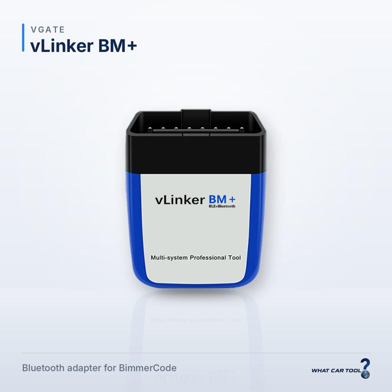 Vgate vLinker BM plus bluetooth obd2 adapter studio product shot